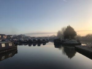 Devizes Marina village dusk 300x225